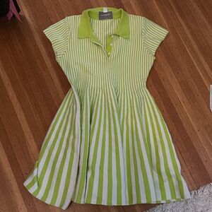 MonnaLisa Lime and White Striped Kids Dress